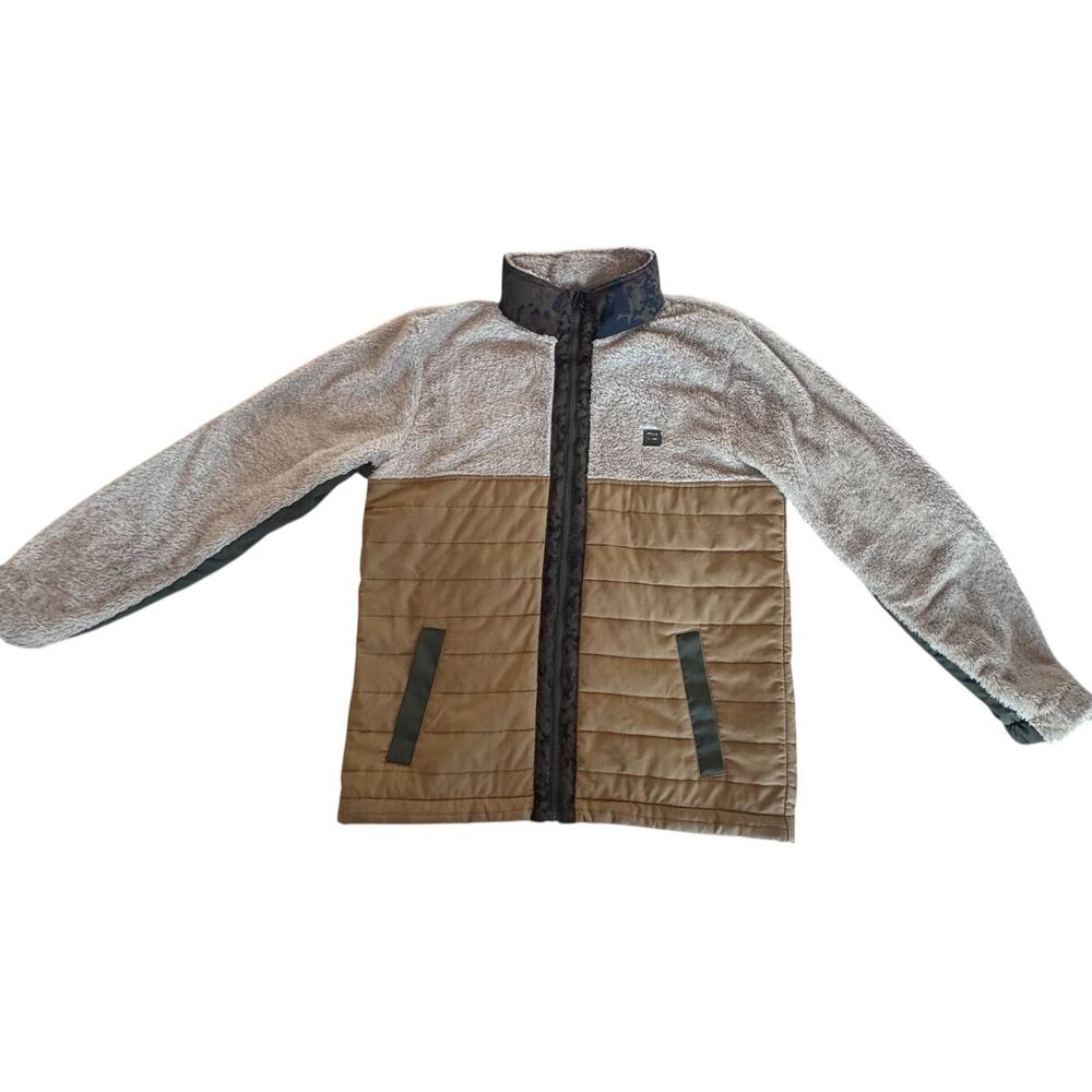 Billabong Adventure Division Men’s Large Sherpa Fleece Hybrid Jacket Zip Tan
